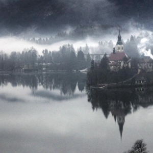 Bled Slovenia in bad weather