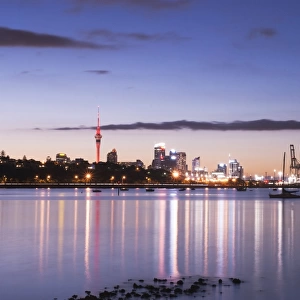 Blue hour after sunset over Auckland