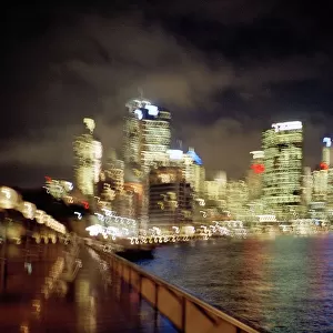 Blurred night view of Sydney skyline