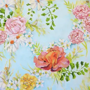Bouquets of Roses, Blossom, Daises, and Fern