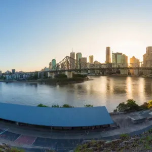 Brisbane city and story bridge during sunset Brisbane city and story bridge during sunset