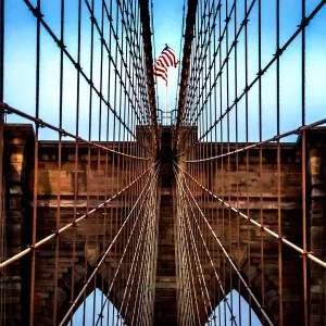 Brooklyn Bridge and the American flag Brooklyn Bridge and the American flag