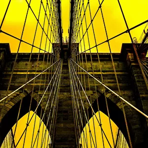 Brooklyn Bridge architecture in yellow
