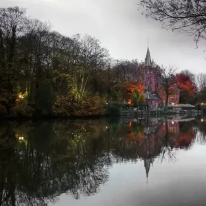 Bruges autumn evening mirror canal reflections