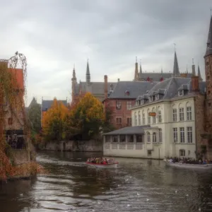 Bruges central canal in fall colours