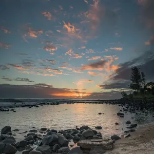 Burleigh Heads Sunrise Over The Beach, Gold Coast