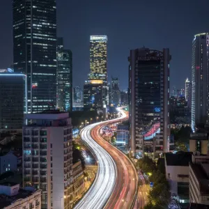 Shanghai Downtown Nightlife Print