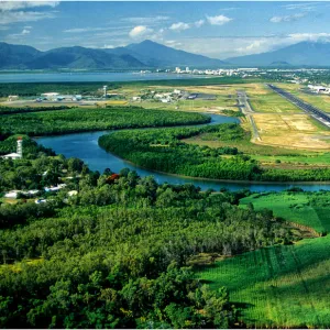 Cairns airport, Aerial view, Queensland, Australia