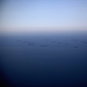 Cargo ships out at sea
