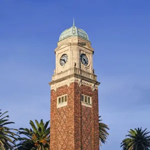 Catani clock tower in St Kilda district of Melbourne against blue skies