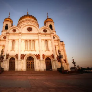 Cathedral of Christ the Saviour close up sunset