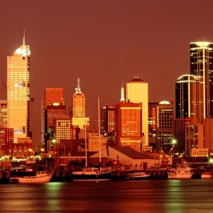 Melbourne City Skyline Print at Dusk