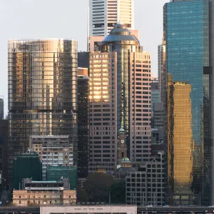 Close up view of the skyscraper in Sydney business district in Australia