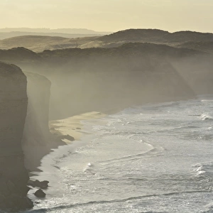 Coastline with Ocean Waves and Morning Mist