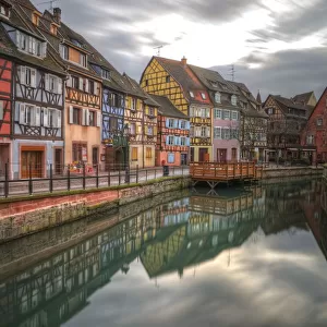Colmar picturesque old town and canal reflections