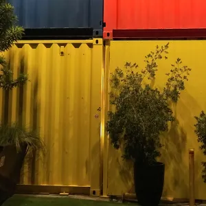 coloured shipping containers