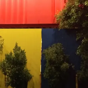 coloured shipping containers