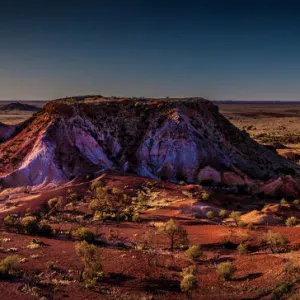 The Colourful and dramatic hill formations of the Breakaways, near Coober Pedy, in South Australia