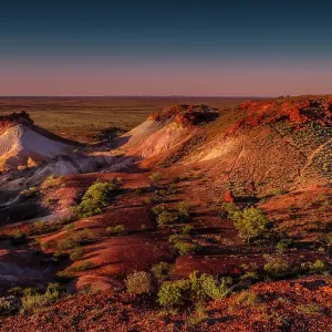 The Colourful and dramatic hill formations of the Breakaways, near Coober Pedy, in South Australia The Colourful and dramatic hill formations of the Breakaways, near Coober Pedy, in South Australia