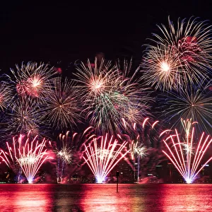 Colourful fireworks Over The Swan River, Perth - Western Australia