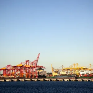 Print of Cranes on a Commercial Dock at Port Hedland