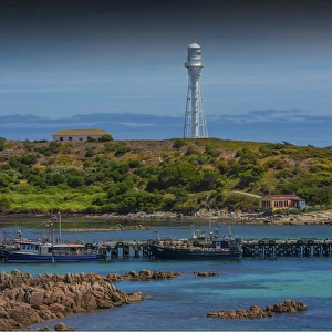 Currie lighthouse and harbour, King Island, Bass Strait, Tasmania, Australia