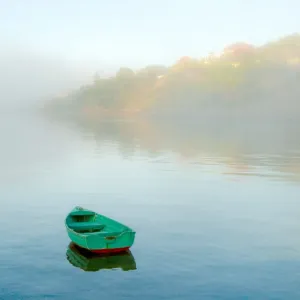 Dinghy in the fog. Port Lincoln. South Australia Dinghy in the fog. Port Lincoln. South Australia