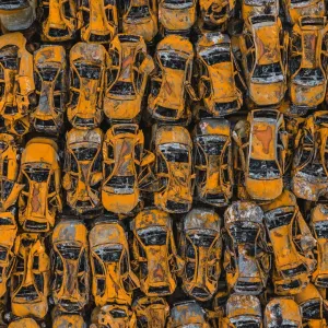 Drone image of cars damaged by fire, Savona, Italy Drone image of cars damaged by fire, Savona, Italy