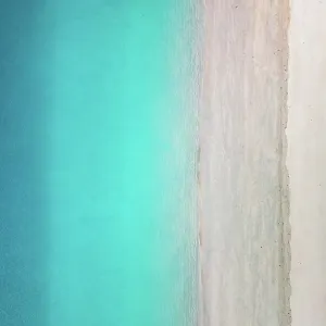 Drone image looking down on a remote beach in the Kimberley, Western Australia, Australia Drone image looking down on a remote beach in the Kimberley, Western Australia, Australia