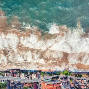 Drone photo of Galle beach, Sri Lanka