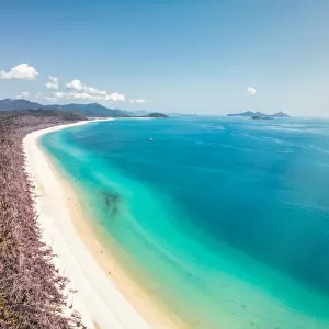 Drone photo of Whitehaven Beach in Whitsunday island, Australia
