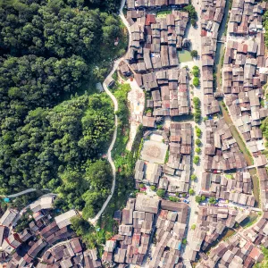 Drone photo of Zhaoxing Chinese historic town