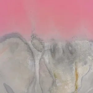 Drone view point of the pink shades of color, patterns and textures over Pink Lake waters with dark salty sandy soil Drone view point of the pink shades of color, patterns and textures over Pink Lake waters with dark salty sandy soil