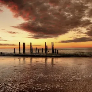 Dusk at pier ruins Dusk at pier ruins