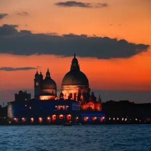 Venice Print at Dusk Under Red Sky