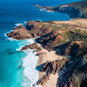 Injidup Bay Sunrise Print - Wyadup Beach Aerial View