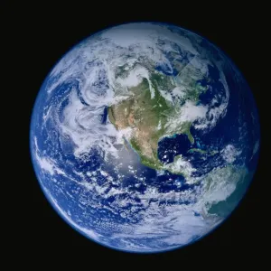 Western Hemisphere Print: Earth from Space with Prominent North America Western Hemisphere Print: Earth from Space with Prominent North America