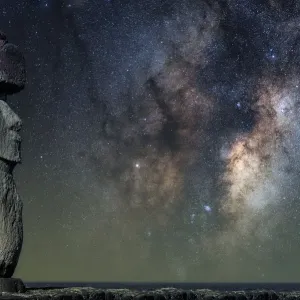 Easter Island Moai Print Under the Milky Way