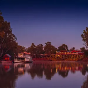 Echuca, Murray river dawn and the port area, northern Victoria, Australia