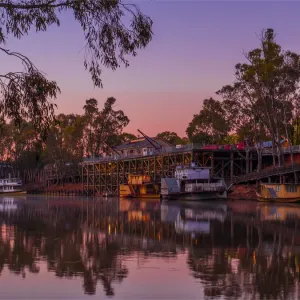 Echuca, Murray river dawn and the port area, northern Victoria, Australia