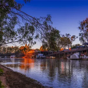 Echuca, Murray river dawn and the port area, northern Victoria, Australia