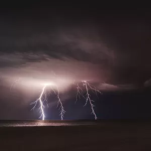 Electrical storm on a beach in Shark Bay