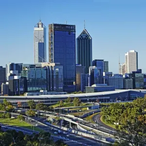 Elevated view of Perth business district
