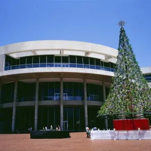 Exterior of Sydney Convention Center with Christmas tree Exterior of Sydney Convention Center with Christmas tree
