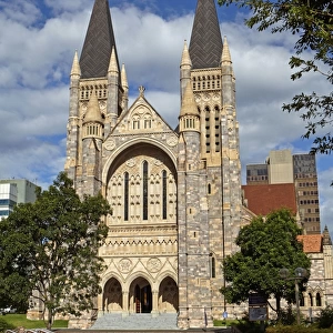 Facade of the Gothic Revival St Johns Cathedral