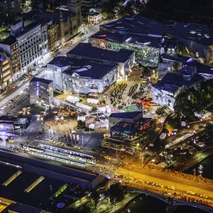 Federation Square - the heart of Melbourne CBD as seen from Observation deck, Eureka Tower