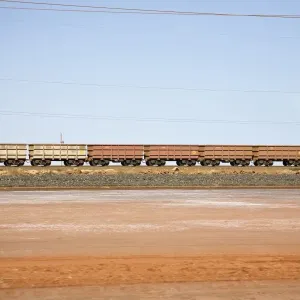 Print of Freight Train in Desert Landscape, Port Hedland