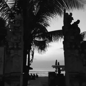 Gateway to Legian Beach in black and white Gateway to Legian Beach in black and white