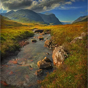 At Glen Etive, with a view to Buachaille Etive Mor, highlands of Scotland