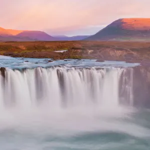 Godafoss Falls in stunning morning light Iceland